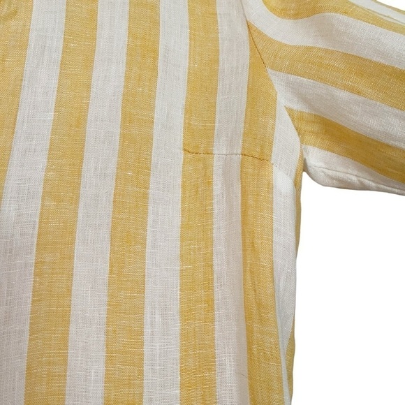 Trovata Birds of Paradise “Lucca” yellow awning stripe linen shift dress coverup - Picture 5 of 13